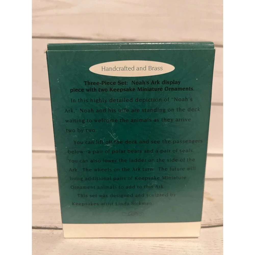 Hallmark Keepsake 1994 Noah’s Ark Ornament Set Handcrafted 3pc Set Moving Parts